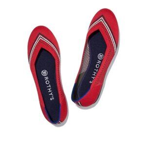 ROTHY's Women's The Flat Cherry Red Stripe Slip On Shoes Size 10